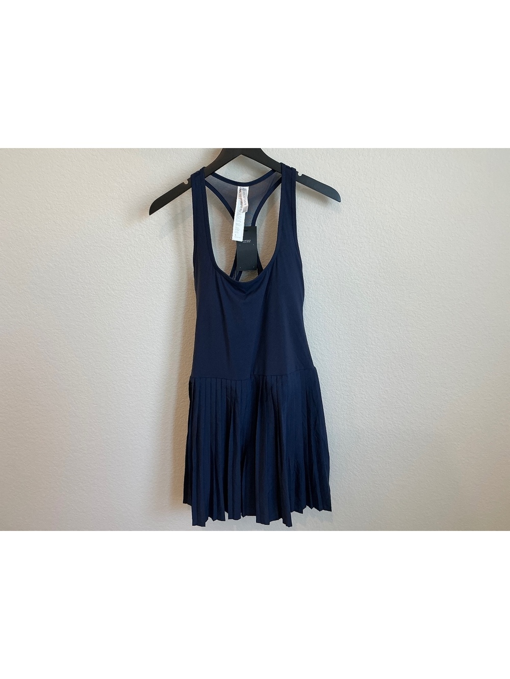 Fabletics Navy Blue Racerback Pleated Tennis Dress Size L